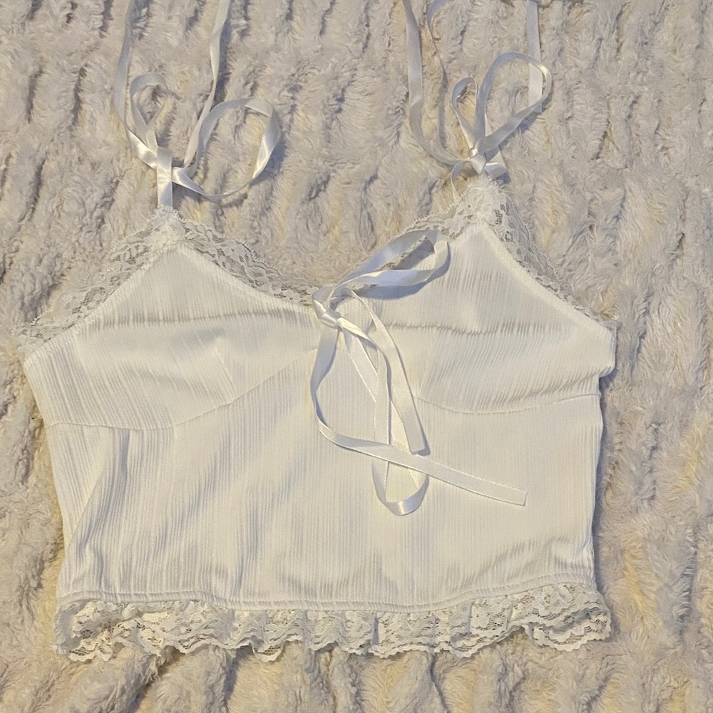 White Lace Trim Cami Top